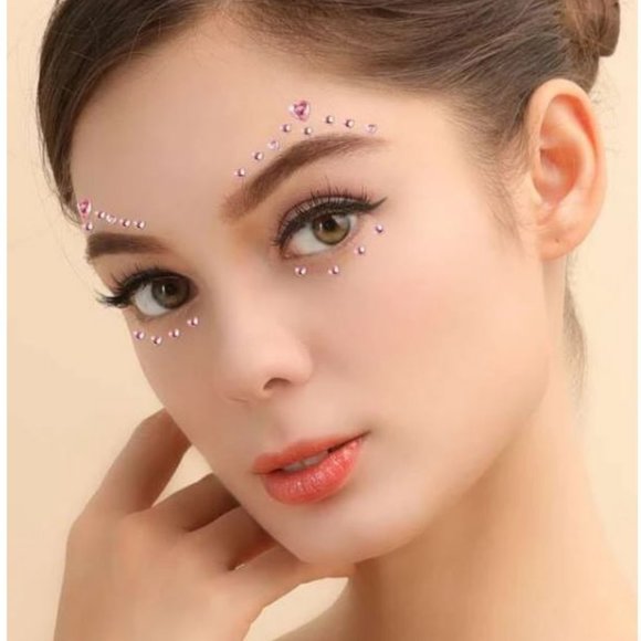 1 Sheet of Heart Rhinestone Face Gems - Picture 2 of 12